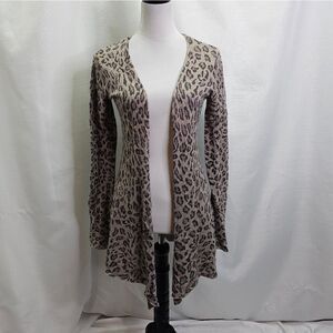 Acrobat Tan Leopard Print Silk and Cashmere Open Cardigan Size Medium